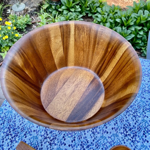 B.Smith Dining Bsmith 3 Piece Natural Acacia Wood Salad Set In New